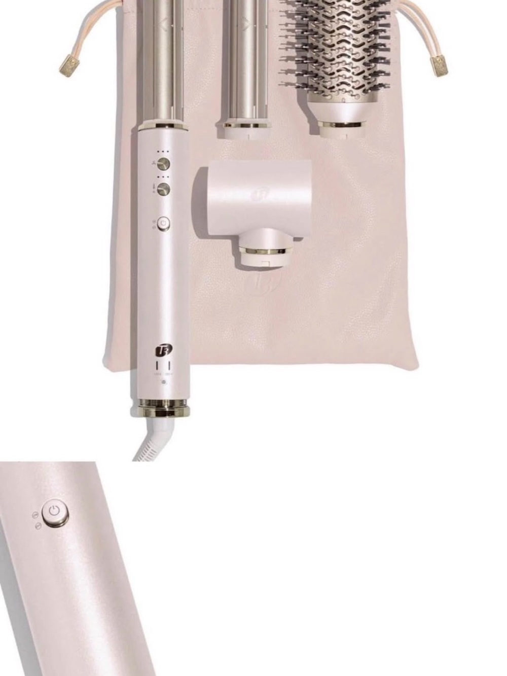 NEW T3 Aire 360 Ceramic dual voltage air styler blowout kit satin blush pink